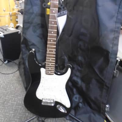 Slammer by Hamer strat copy Black white pearloid pickguard electric guitar image 1