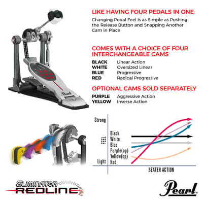 Pearl P-2050C Eliminator Redline Single Bass Drum Pedal w/Case - Chain Drive image 5