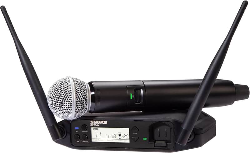 Shure GLXD24+/SM58 Dual Band Pro Digital Wireless Microphone System - 12-Hour Battery Life, 100 ft Range | SM58 Handheld Vocal Mic, Single Channel Receiver (GLXD24+/SM58-Z3) image 1