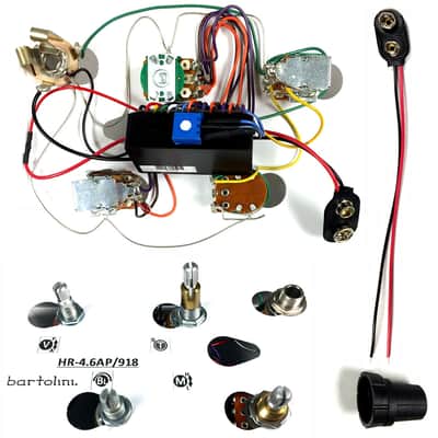 Bartolini HR4.6AP/918 Pre-Wired Active/Passive Bass Preamp Harness 9V/18V image 2