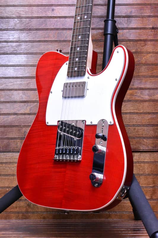 Squier Affinity Series® Telecaster® FMT SH, Laurel Fingerboard, White Pickguard, Crimson Red Transparent image 1