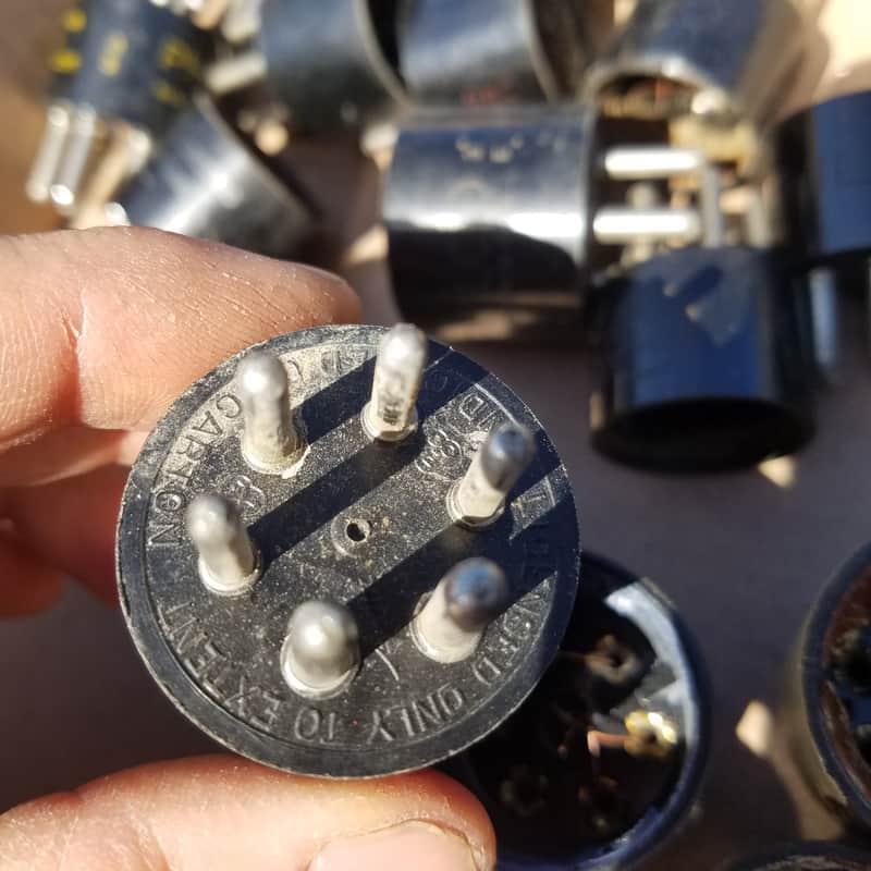 RCA etc. lot 5x 6-pin Vacuum Tube Bases UX6 U6A Hammond Leslie 1920s - 1940s - Black Bakelite image 1