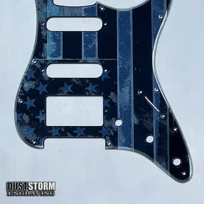 American Flag Pickguard & Tremolo Cover in Gun Metal Gray Acrylic Mirror for Fender Stratocaster SSS, HSS, HSH Setups Available image 6