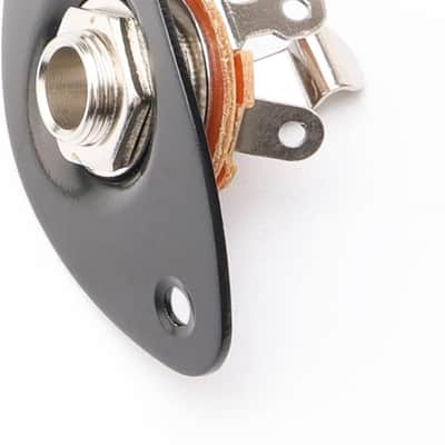 Black Oval Guitar Jack Plate, 1/4" Output Input Jack, Replacement for Electric Guitar Parts, Strat, Tele, Bass, Endpin Jack Nut image 3