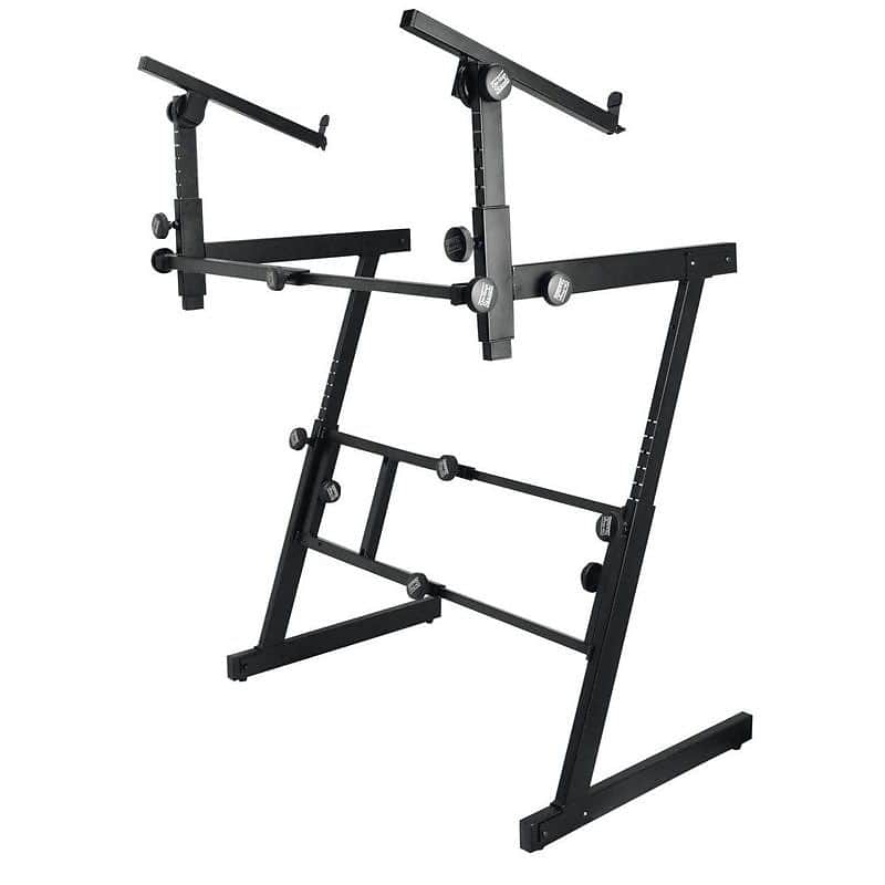 On-Stage KS7365-EJ Pro Heavy-Duty Folding-Z Dual Tier Keyboard Stand image 1