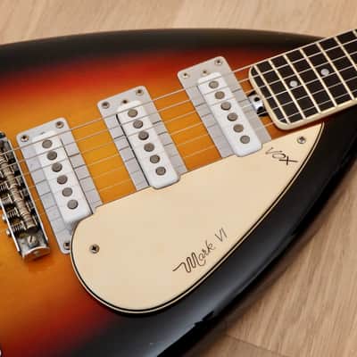 1960s Vox Mark VI Teardrop Vintage Electric Guitar Sunburst w/ Case, Eko image 7