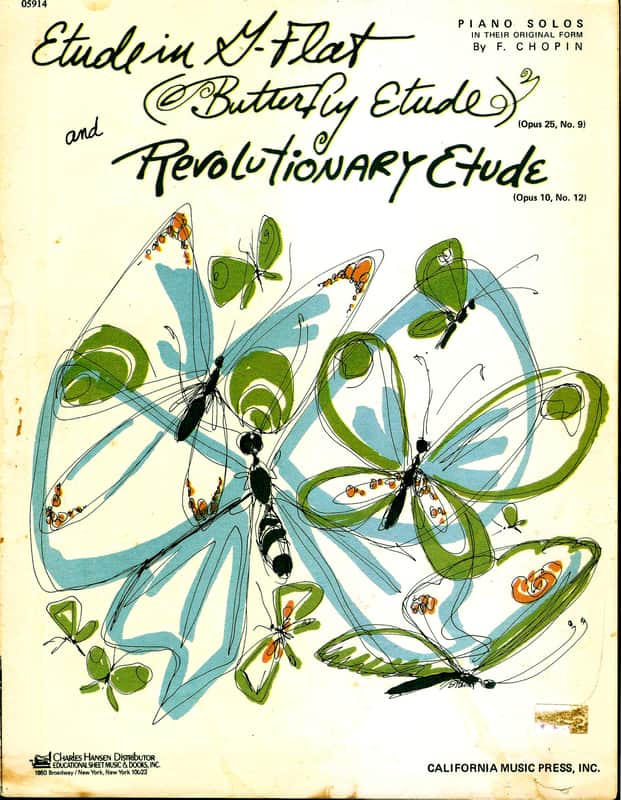 Etude in G-Flat, Butterfly Etude, and Revolutionary Etude Piano Solos by Frederic Chopin Music sheet 1965 image 1