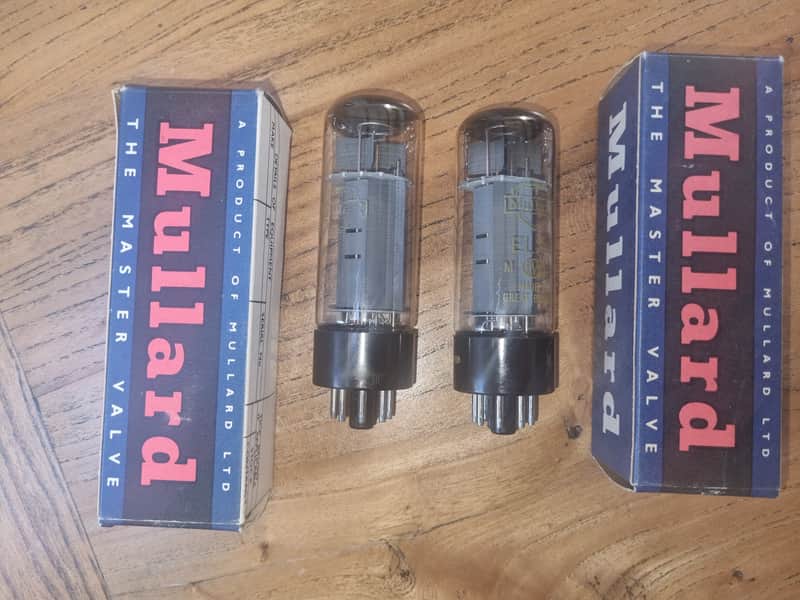 Mullard EL34 Yellow print tubes valves. pair