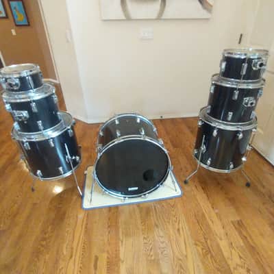 Pearl Vintage 13 round x 11 rack tom gloss black very clean image 9