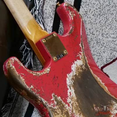 Fender Custom Shop Wild West Guitars 25th Anniversary 1960 Stratocaster Hardtail Madagascar Rosewood Fretboard Heavy Relic Fiesta Red 7.15 LBS image 13