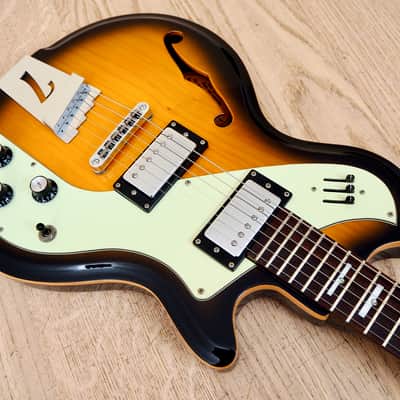 Italia Mondial Deluxe Sunburst Electric Guitar Semi Hollow w/ Piezo image 10