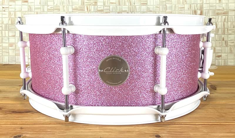 Click Icon Snare Drum 5.5x13 10ply Maple Pink Satin Sparkle image 1