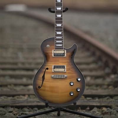 Patrick James Eggle Macon Single Cut Semi Hollowbody - Nitro Tobacco Burst image 3