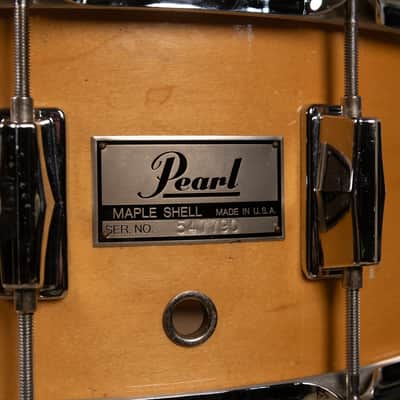 1980s Pearl 6.5x14 M-314L Natural Maple Snare Drum image 11