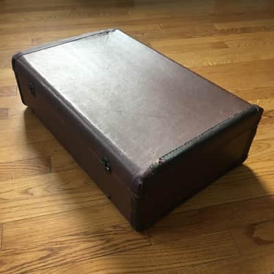 Vintage Brown Leather Made In USA 1950s-60s Hard Pedal Storage Case Luggage Amp Speaker Cargo Mod Platform image 7