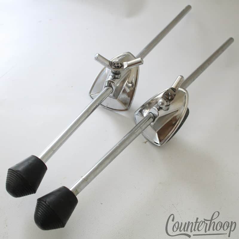 Tama Bass Drum Legs+Mounts Straight Spurs Set 2x Chrome 15"Vintage 70s-80s Japan image 1