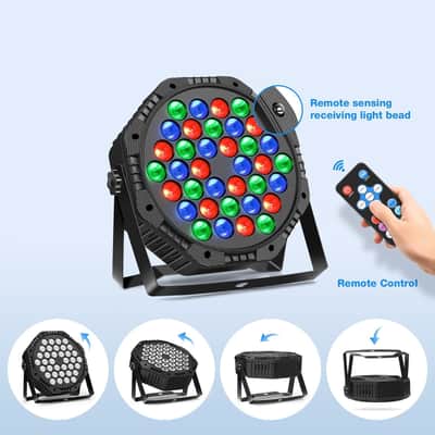 Stage Lights 2 Pack 36 LED Par Light Corded RGB DJ Party Uplights with Sound Activated and DMX Control for Disco, Wedding, Club, Birthday, Stage Lighting (2 Pack) image 2