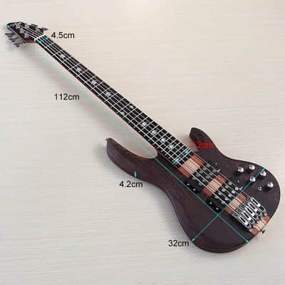 Wenge Wood Custom 5 Electric String Bass, Maple Neck Through image 10