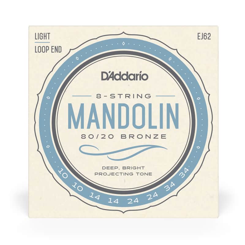 D'Addario EJ62 80/20 Bronze Mandolin Loopend 10-34 Light Strings image 1