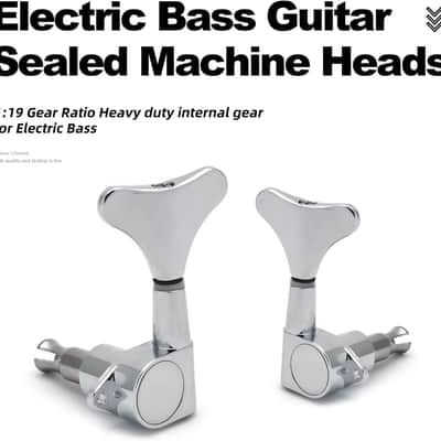 2R2L Electric Bass Guitar Sealed Tuning Pegs Tuners Machine Heads Tuning Keys/Buttons Guitar Parts Machine Head Tuners for Precision Bass and Jazz Bass (Chrome) image 3