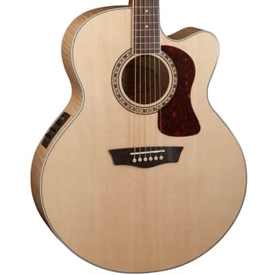 Washburn Jumbo Cutaway Acoustic Electric Guitar, Flame Maple Solid Spruce Top image 2
