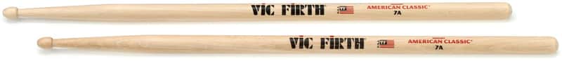 Vic Firth American Classic Drumsticks - 7A - Wood Tip (12-pack) Bundle