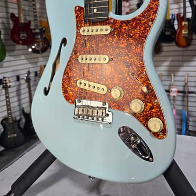 Fender American Professional II Thinline Stratocaster Electric Guitar - Transparent Daphne Blue w/OHSC & PLEK*D #035 image 2