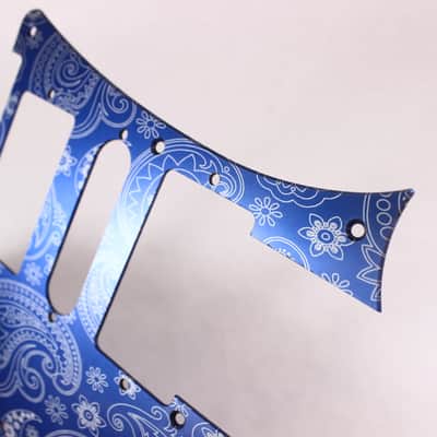 Brushed Blue Paisley Anodized Aluminum pickguard fits Ibanez (tm) RG550 Jem RG  HSH image 2