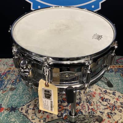 David Frangioni Collection, Rogers - 14x5" Metal, 5-Line, Dyna-Sonic, Chrome Over Brass, Snare Drum, With Beavertail Lugs, 1960's - Chrome image 2