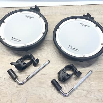 Set of 2 Roland PDX-8's V-Drum 10" Dual-Trigger Mesh Toms / Snare w/ MDH-6U's & L-Bars Newer Version