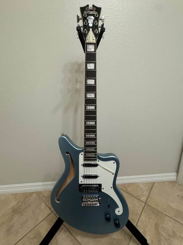 D'Angelico Premier Bedford Semi-Hollow with Tremolo - Ice Blue Metallic image 1