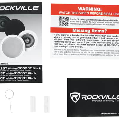 2) Rockville CC80T White 8" Commercial 70v Ceiling Speakers For Restaurant/ Bar image 16