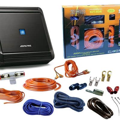 Alpine S2-A60M 1-Channel 600 Watts S-Series Monoblock Class-D Amplifier + Absolute KIT4 4 Gauge Complete Amplifier Kit image 1
