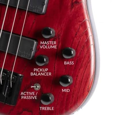 Cort B4ELEMENTOPBR Artisan Series B4 Element Bass Guitar. Open Pore  Burgandy Red image 14