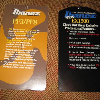 Ibanez Guitar Dealer Display Sign Hang Tags 2 Pieces 1980's image 4