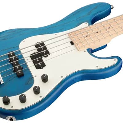Sadowsky MetroLine 21-Fret Hybrid P/J Bass-Swamp Ash Body-5 String-Ocean Blue Transparent Satin image 1