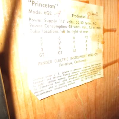 Fender Princeton 6G2 Brownface 12-Watt 1x10" Guitar Combo  1961 - 1963 - Brown- Original handle included image 16