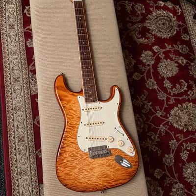Fender American Select Stratocaster Exotic Quilt Rosewood Channel Neck2014 - Iced Tea Burst image 3