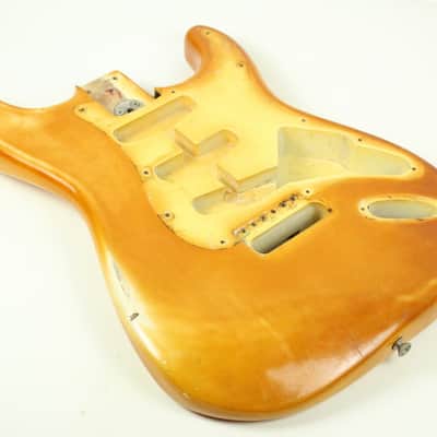 1973 Fender Stratocaster Body Olympic White 4.5lbs Nicotine Yellow 1970's Vintage Strat image 3