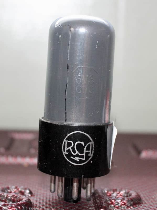RCA 6V6GT/G 6V6GT VT107 BLACK PLATE GRAY GLASS FOIL PAN GETTER MEATBALL LOGO TEST NOS++ MINTY VINTAGE 1943 image 1