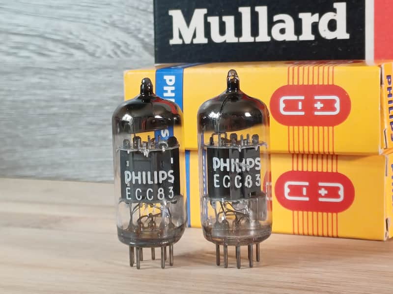 Perfect 1973 NOS NIB MULLARD Blackburn ecc83 12AX7 matched pair CLOSE CODE  UK EXTRA STRONG  Philips label, I63 model, best preamp tube, Orange Hiwatt Marshall image 1