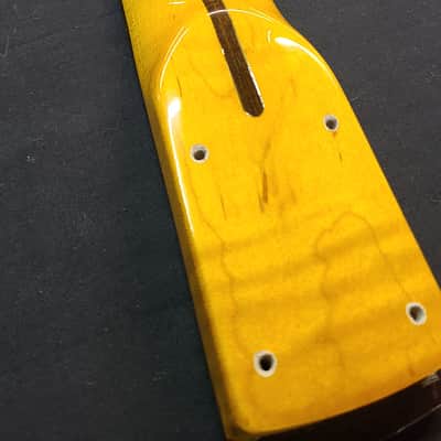 Unbranded S Style Neck Tuners Flame Maple Rosewood Abalone Vintage Amber Gloss Poly image 6