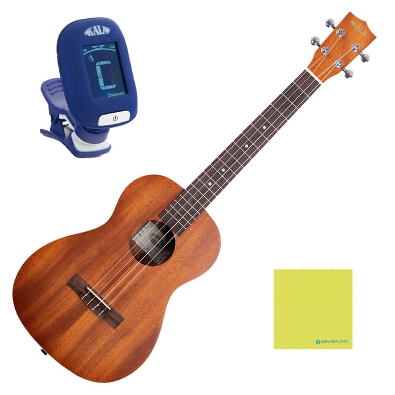 Mint Kala KA-B Mahogany Baritone Ukulele Bundle with KALA Klipz Blue Clip-On Tuner & Polishing Cloth â€“ All-Mahogany Construction, Warm Tone, Chrome Die-Cast Tuners, Ideal for Beginners & Pros image 1