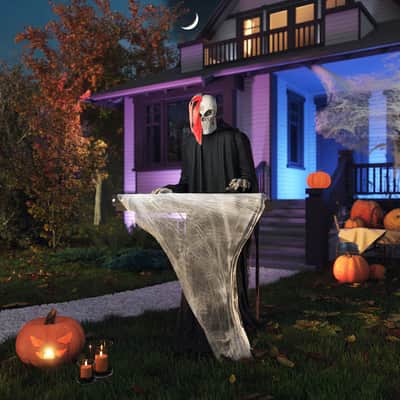 6-Foot Skeleton Reaper Keyboard Player – Life-Size Halloween Animatronic Musician with Bluetooth & Motion Activation image 5