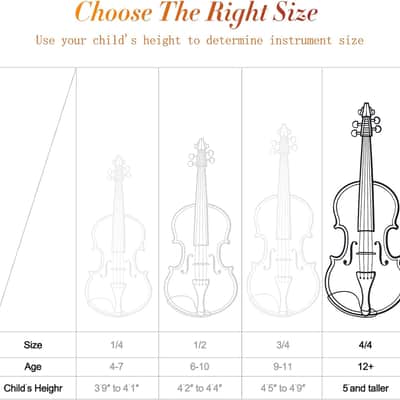 4/4 Violin For Beginners, Full Size Fiddle Set For Student, Solidwood Ebony Fitted Starter Violins Kit with Hard Case, Rosin, Bow, Stringed Musical Instruments image 2