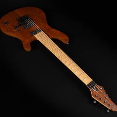 2014 Mayones Regius Pro 7 Claro Walnut | Custom 7-String Swamp Ash Body Neck Thru Birdseye Maple Fretboard DiMarzio Pickups Floyd Rose Tremolo Coil Split | CoA OHSC image 7