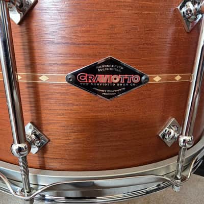 Craviotto Solid custom 14x7 Mahogany Snare drum 2019 - Excellent solid mahogany shell with banded inlay image 5