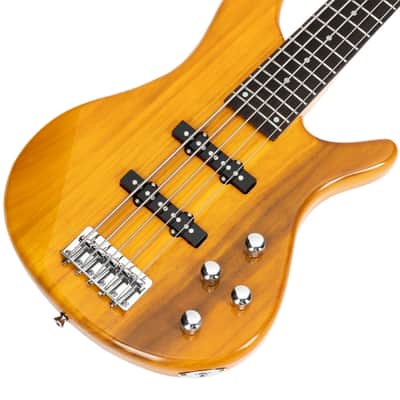 Glarry GIB Electric 5 String Bass Guitar Full Size SS Pick-up Transparent Yellow image 5