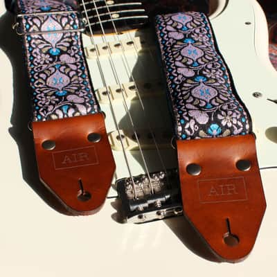 Guitar Strap 🇬🇧 Leather - Air Guitar Straps - "Oceania" Guitar Strap - Vintage / Retro/ Leather image 3