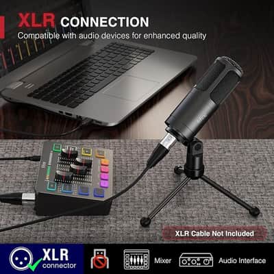 XLR Dynamic Microphone, Vocal Podcast Microphone with Cardioid Pattern, Studio Metal Mic for Streaming Voice-Over Dubbing Video Recording, Black-K669D image 3